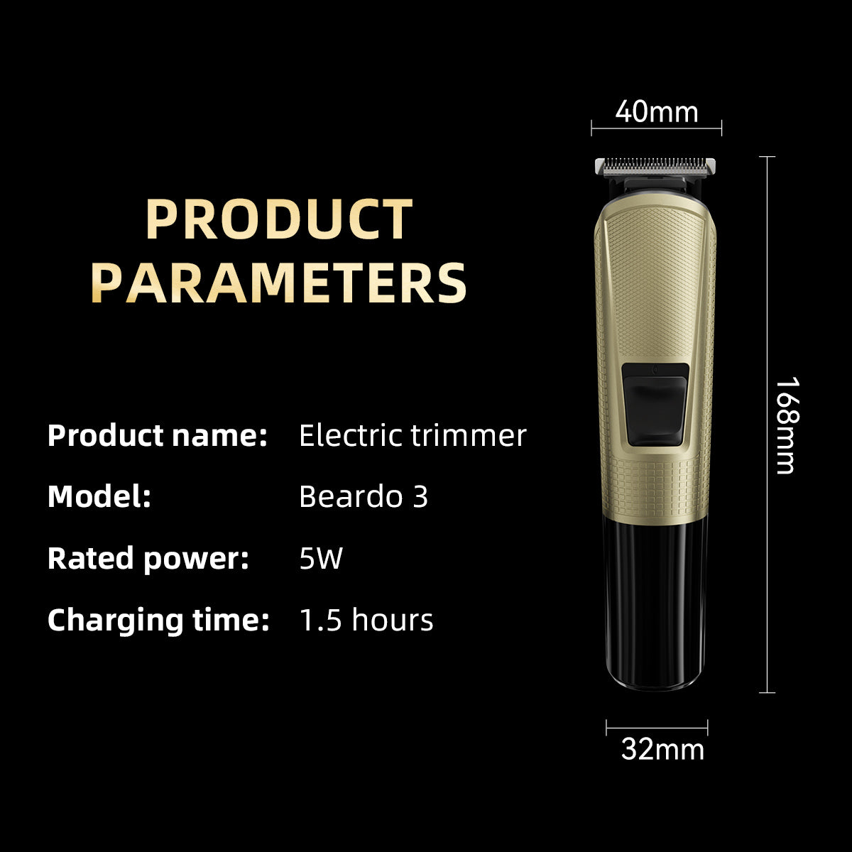 Maquina Cortar Cabello Profesional Trimmer Kit 8 Piezas Recargable Usb 8000 Rpm 1.5 Horas Uso Para Hombre Cabello y Barba ENCHEN Beardo3