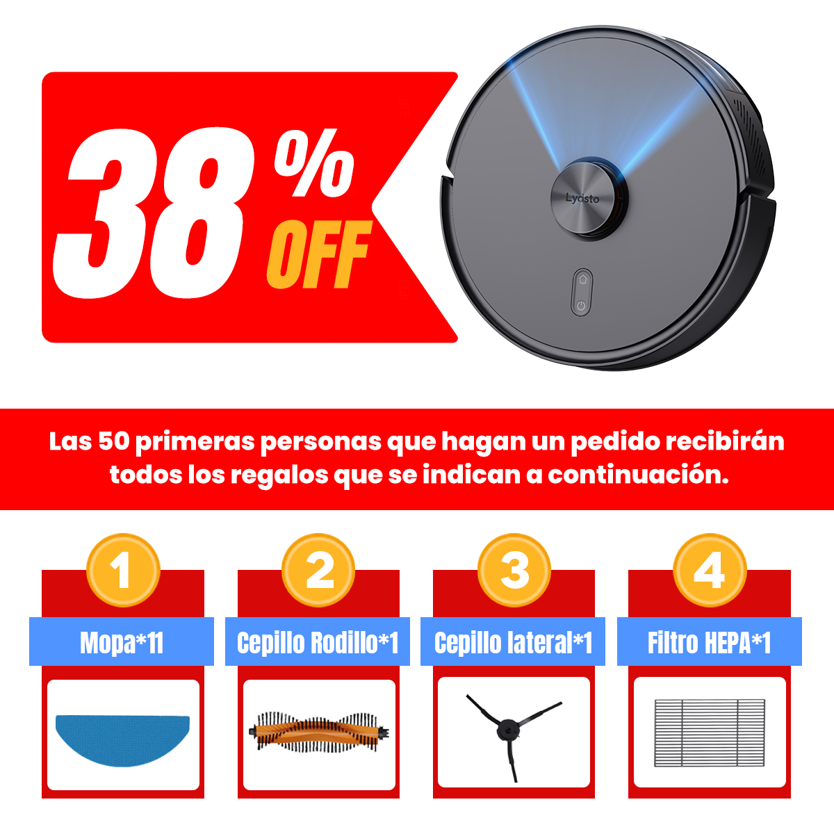 Aspirador y Trapeadora Robot Inteligente Xiaomi Lydsto R1D Edge color Blanco