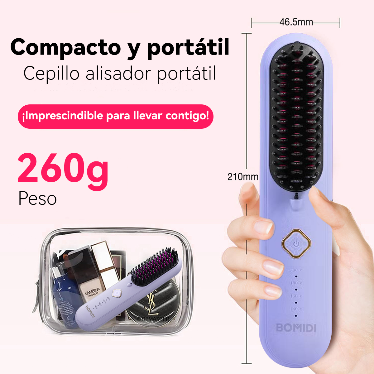 Cepillo Alisador Eléctrico Cabello Plancha Caliente Pelo Blanca Bomidi