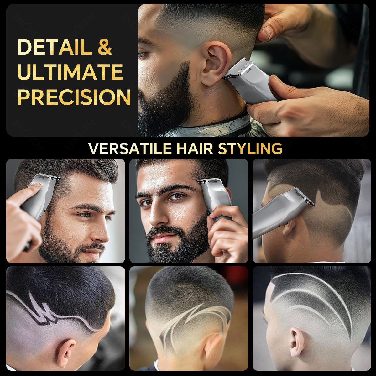 Maquina Para Cortar Cabello Maquinas De Cortar Pelo Inalámbrica Maquinas De Cortar Pelo Material Metálico Uso Doméstico Recargable Dorado Enchen