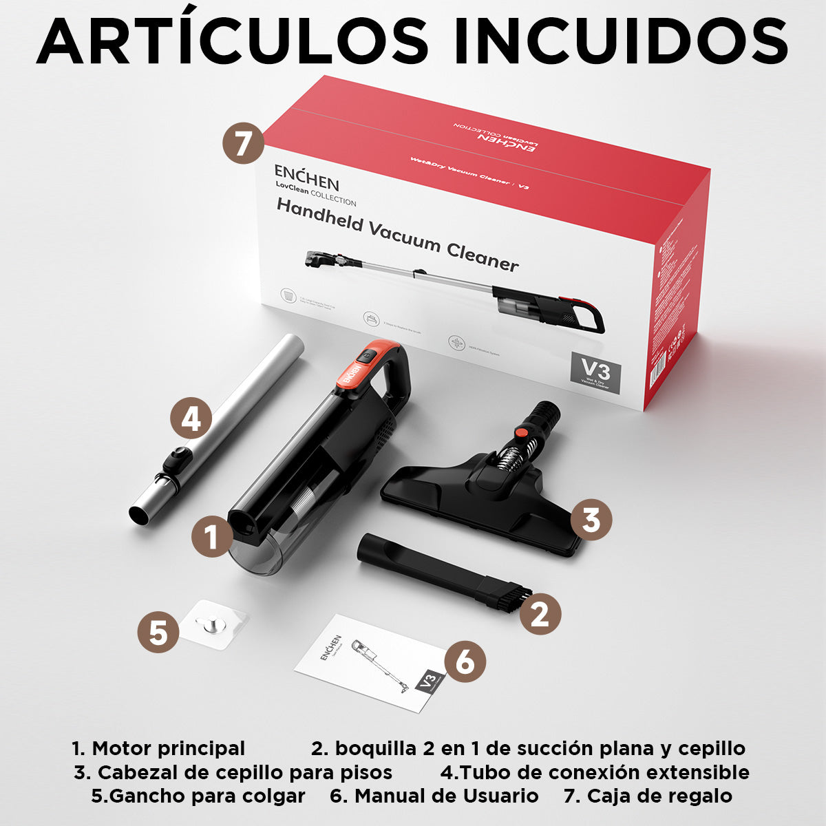 Enchen Aspirador De Mano, Limpieza Flexible, Diseño 2 En 1, Limpieza Profunda, Práctico Y Conveniente, 18 Kpa, 650 W, 1.2 Litros