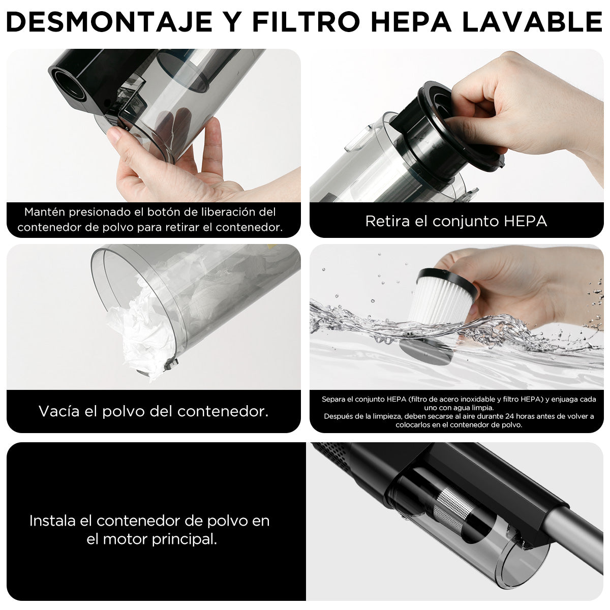 Enchen Aspirador De Mano, Limpieza Flexible, Diseño 2 En 1, Limpieza Profunda, Práctico Y Conveniente, 18 Kpa, 650 W, 1.2 Litros