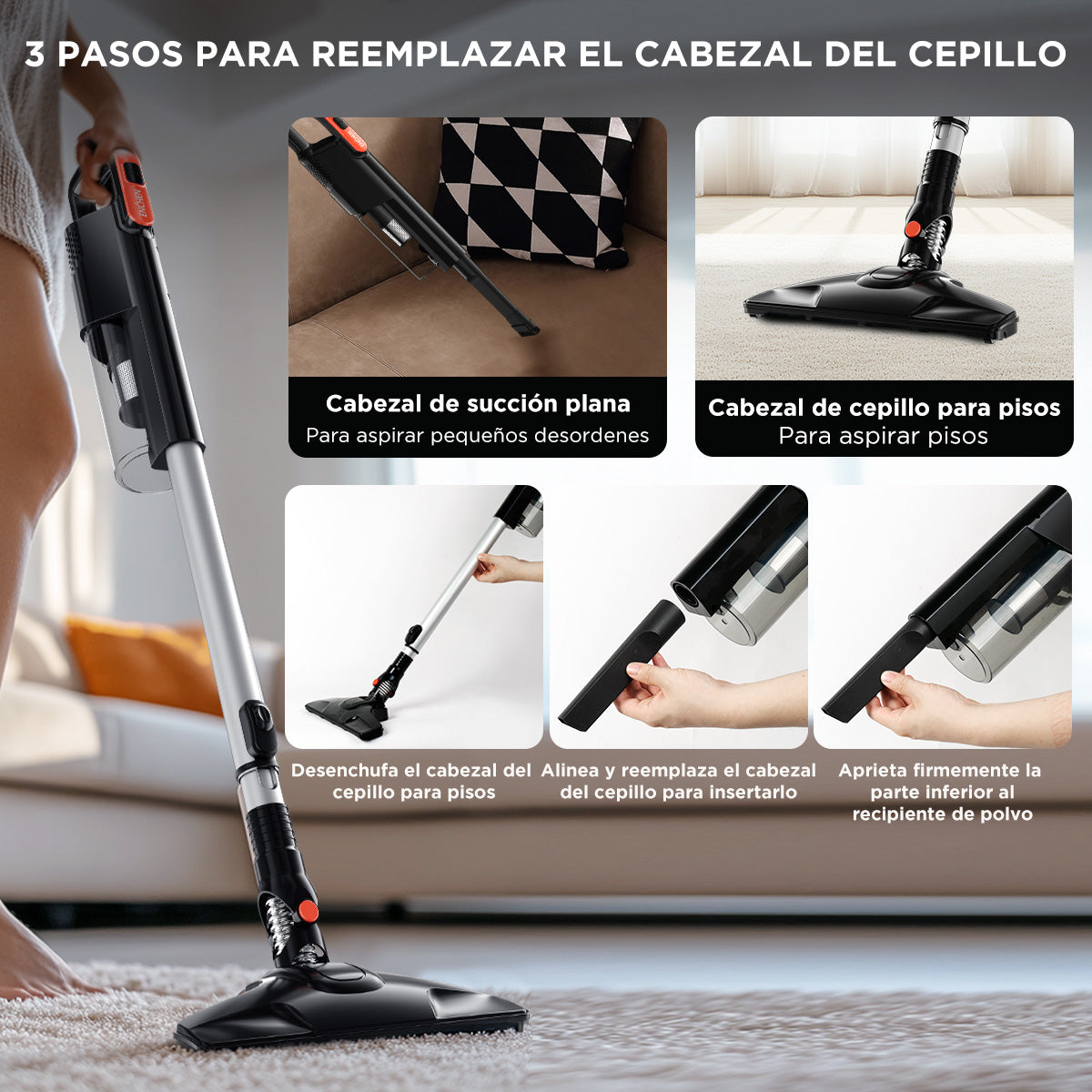 Enchen Aspirador De Mano, Limpieza Flexible, Diseño 2 En 1, Limpieza Profunda, Práctico Y Conveniente, 18 Kpa, 650 W, 1.2 Litros