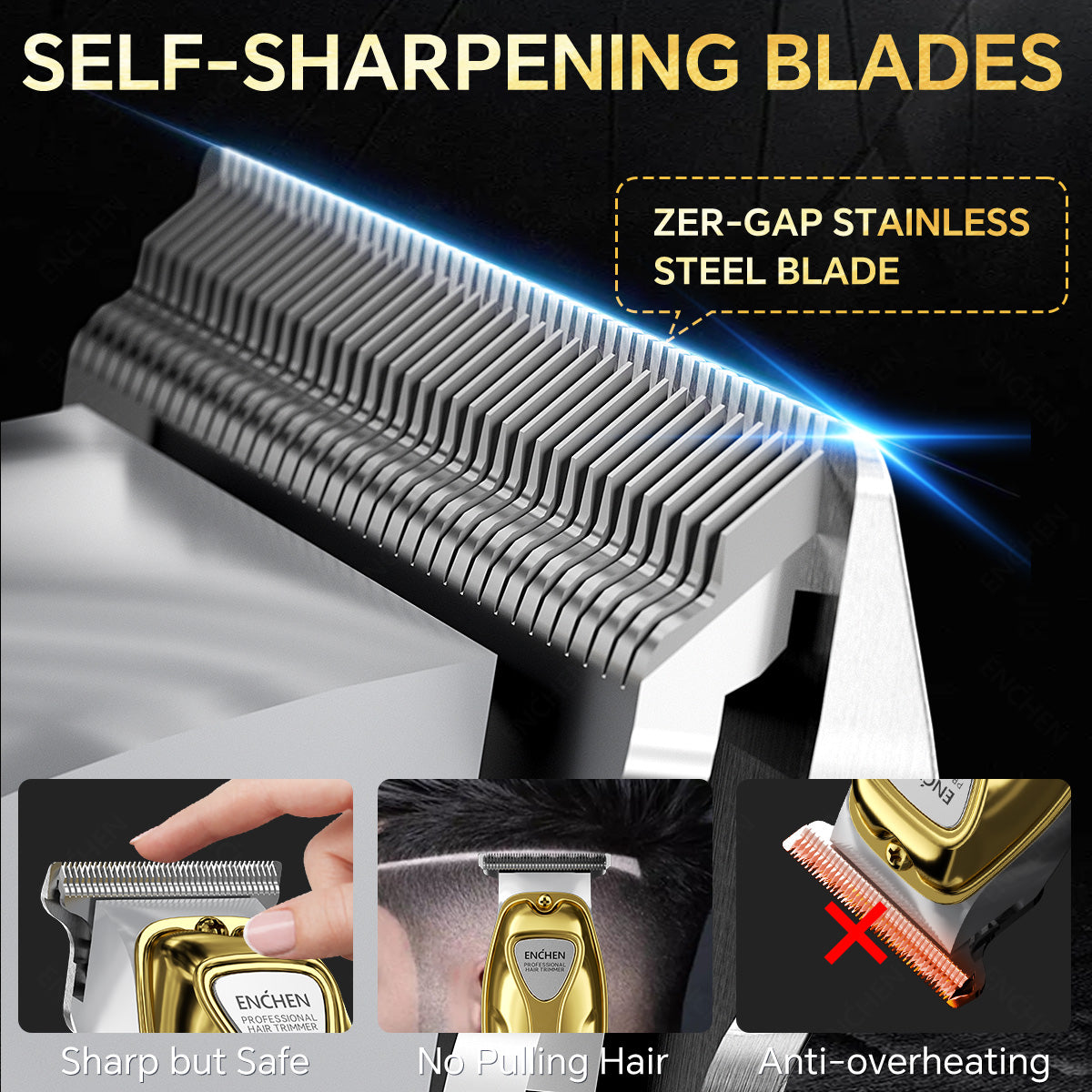 Maquina Para Cortar Cabello Maquinas De Cortar Pelo Inalámbrica Maquinas De Cortar Pelo Material Metálico Uso Doméstico Recargable Dorado Enchen