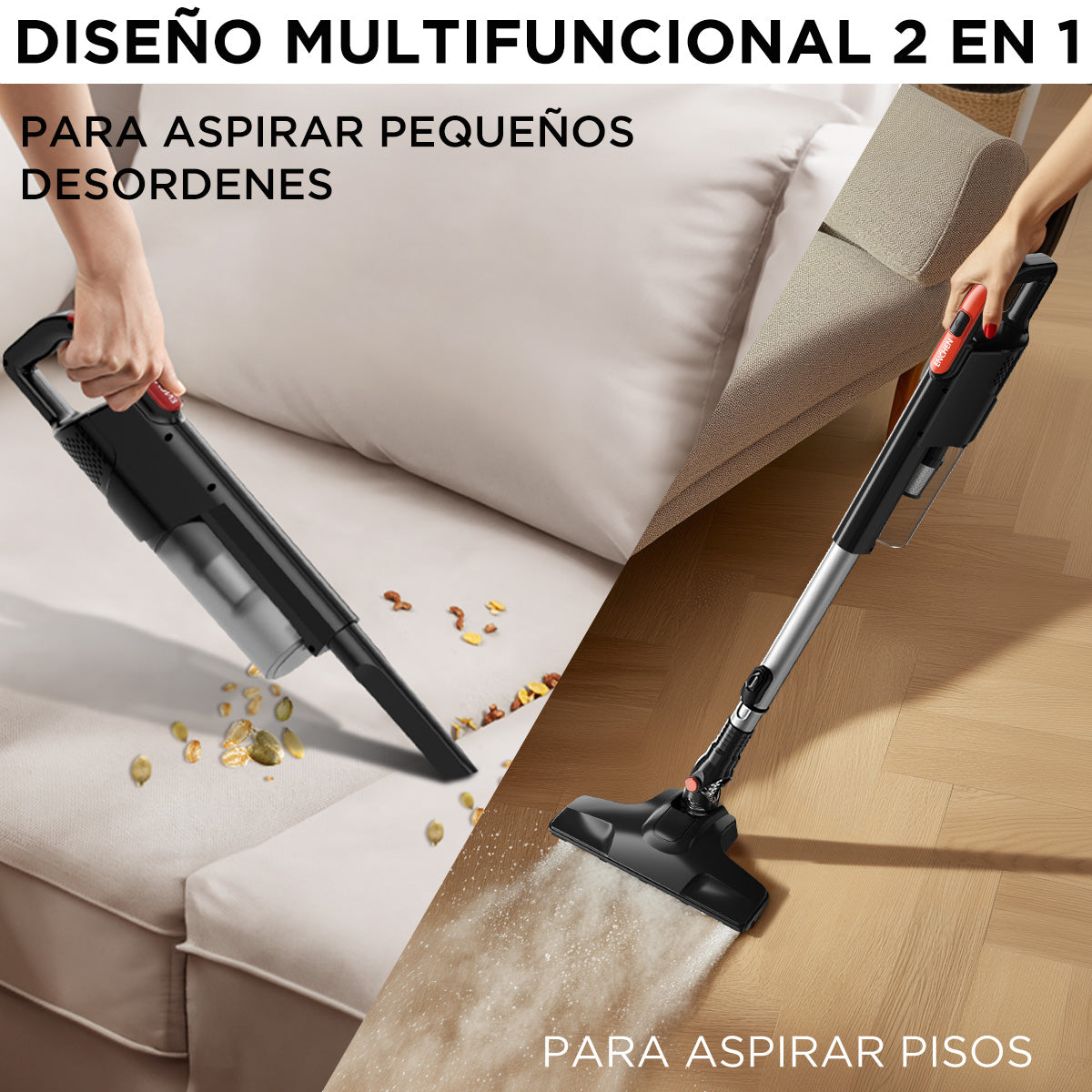 Enchen Aspirador De Mano, Limpieza Flexible, Diseño 2 En 1, Limpieza Profunda, Práctico Y Conveniente, 18 Kpa, 650 W, 1.2 Litros