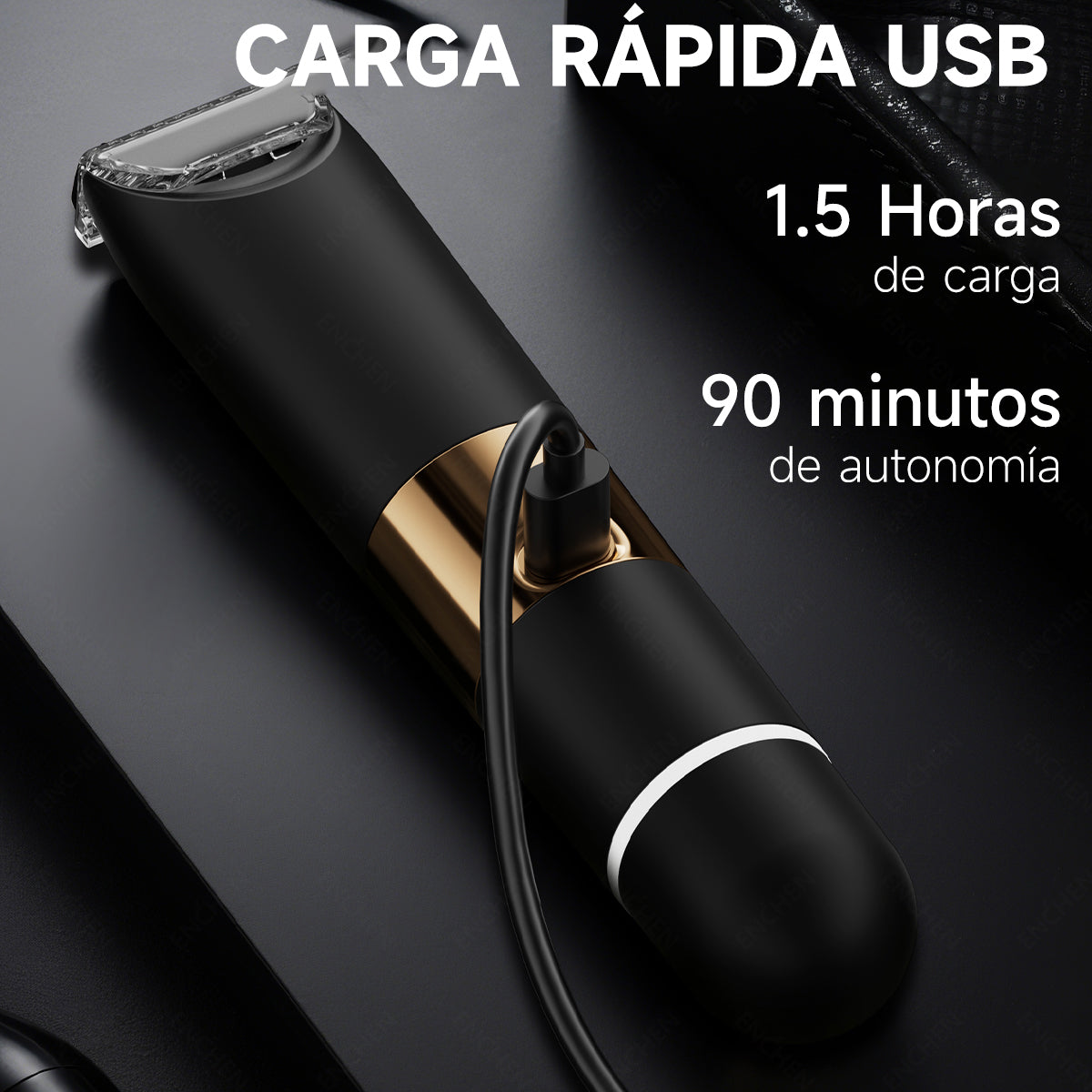 Depiladora Eléctrica 2 En 1, Afeitadora Portátil De 8000 Rpm, Carga Rápida, Para hombres y mujeres, Uso corporal completo Negro Enchen