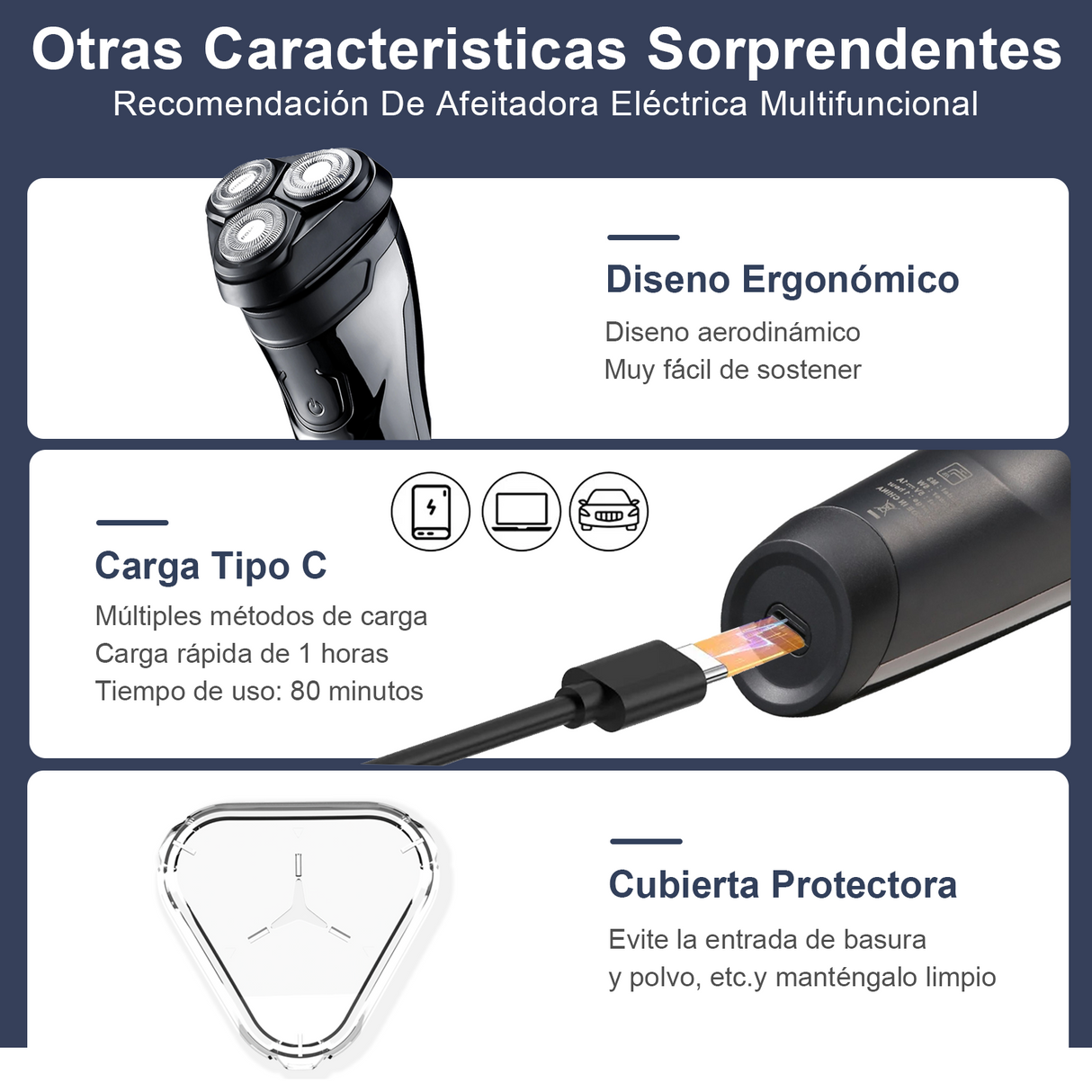 Rasuradora para Barba Eléctrica BOMIDI Afeitadora Moderna Recargable