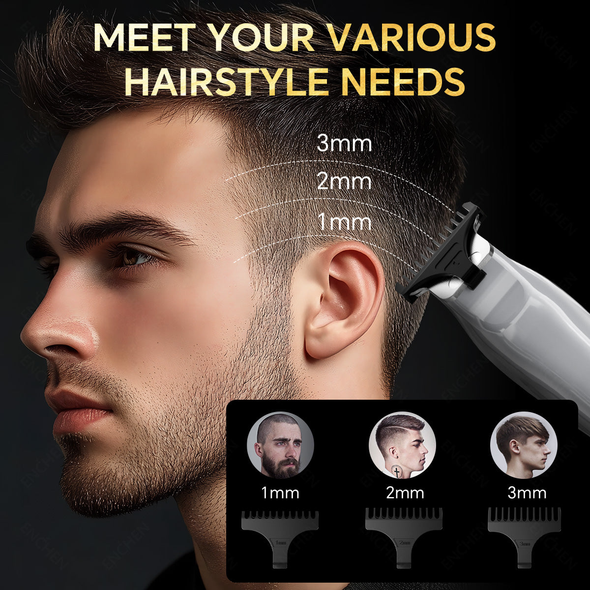 Maquina Para Cortar Cabello Maquinas De Cortar Pelo Inalámbrica Maquinas De Cortar Pelo Material Metálico Uso Doméstico Recargable Dorado Enchen