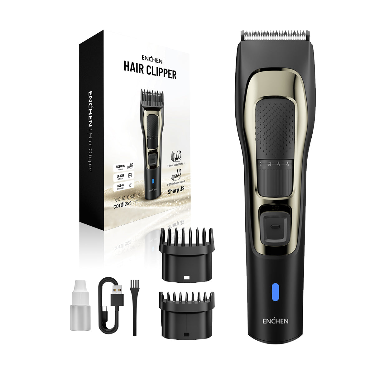 Máquina Para Cabello Eléctrica Fácil De Limpiar Enchen Negro