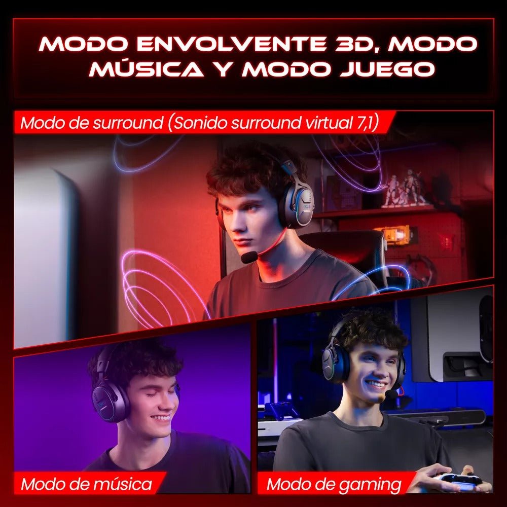 Audífonos Gamer Con Micrófono Bluetooth5.3 OXS G2 Negro - Orro Home Mexico