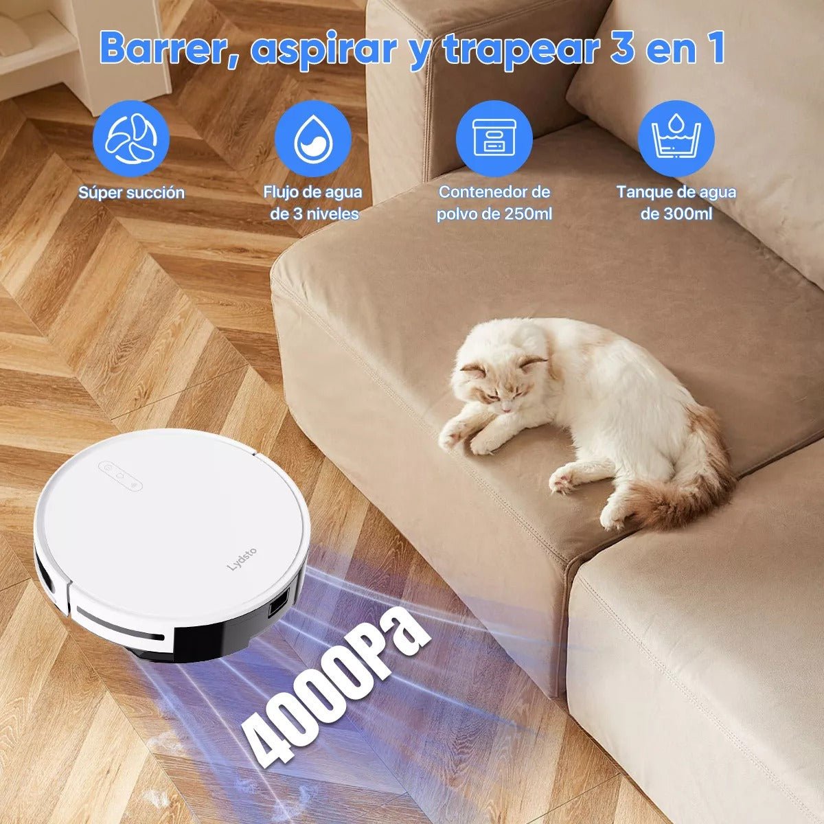 Lydsto G1 aspiradora trapeadora robot potencia 3300 pa blanco - Orro Home Mexico