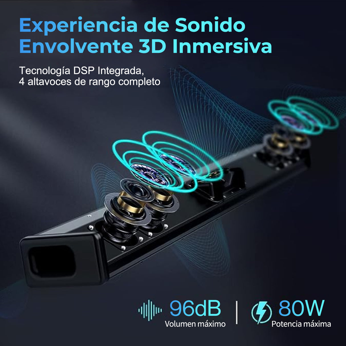 Barra de Sonido Para TV Bluetooth 5.0 OXS S3 – Sonido 3D y Graves Potentes