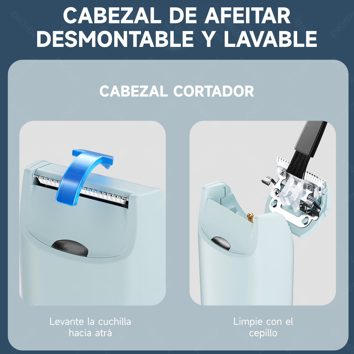 Depiladora Eléctrica 2 En 1, Afeitadora Portátil De 8000 Rpm, Carga Rápida, Para Hombres Y Mujeres, Uso Corporal Completo Azul claro Enchen