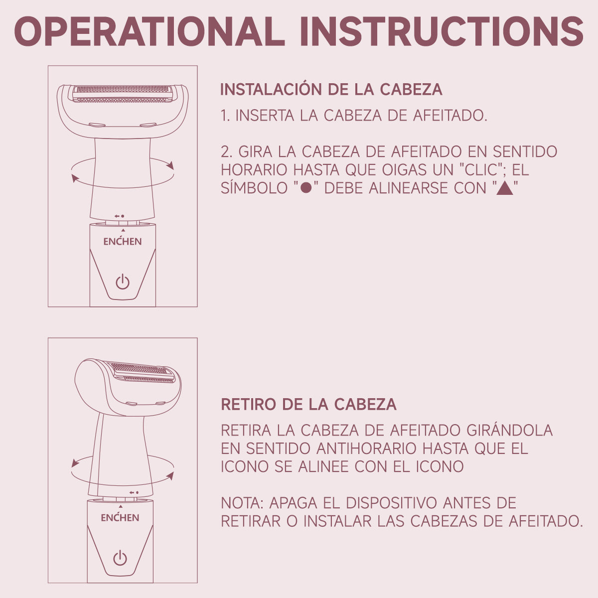 Depiladora Eléctrica 3 en 1 Rasuradora Recargable Portátil, Húmeda O Seca, Para Mujeres Íntima Axilas Facial Bikini y Todo el Cuerpo Enchen