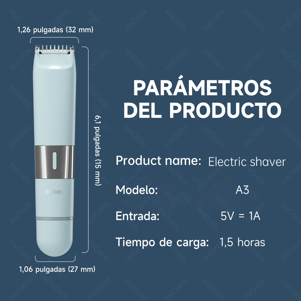 Depiladora Eléctrica 2 En 1, Afeitadora Portátil De 8000 Rpm, Carga Rápida, Para Hombres Y Mujeres, Uso Corporal Completo Azul claro Enchen