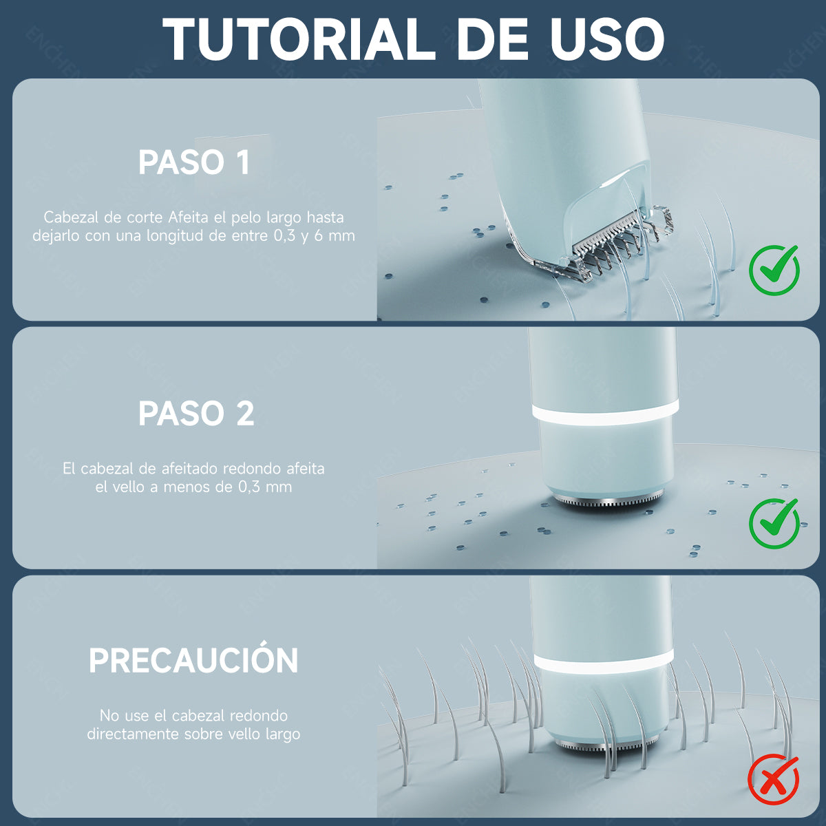 Depiladora Eléctrica 2 En 1, Afeitadora Portátil De 8000 Rpm, Carga Rápida, Para Hombres Y Mujeres, Uso Corporal Completo Azul claro Enchen