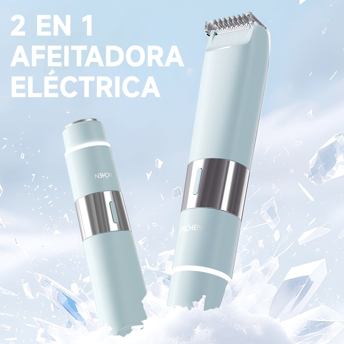 Depiladora Eléctrica 2 En 1, Afeitadora Portátil De 8000 Rpm, Carga Rápida, Para Hombres Y Mujeres, Uso Corporal Completo Azul claro Enchen