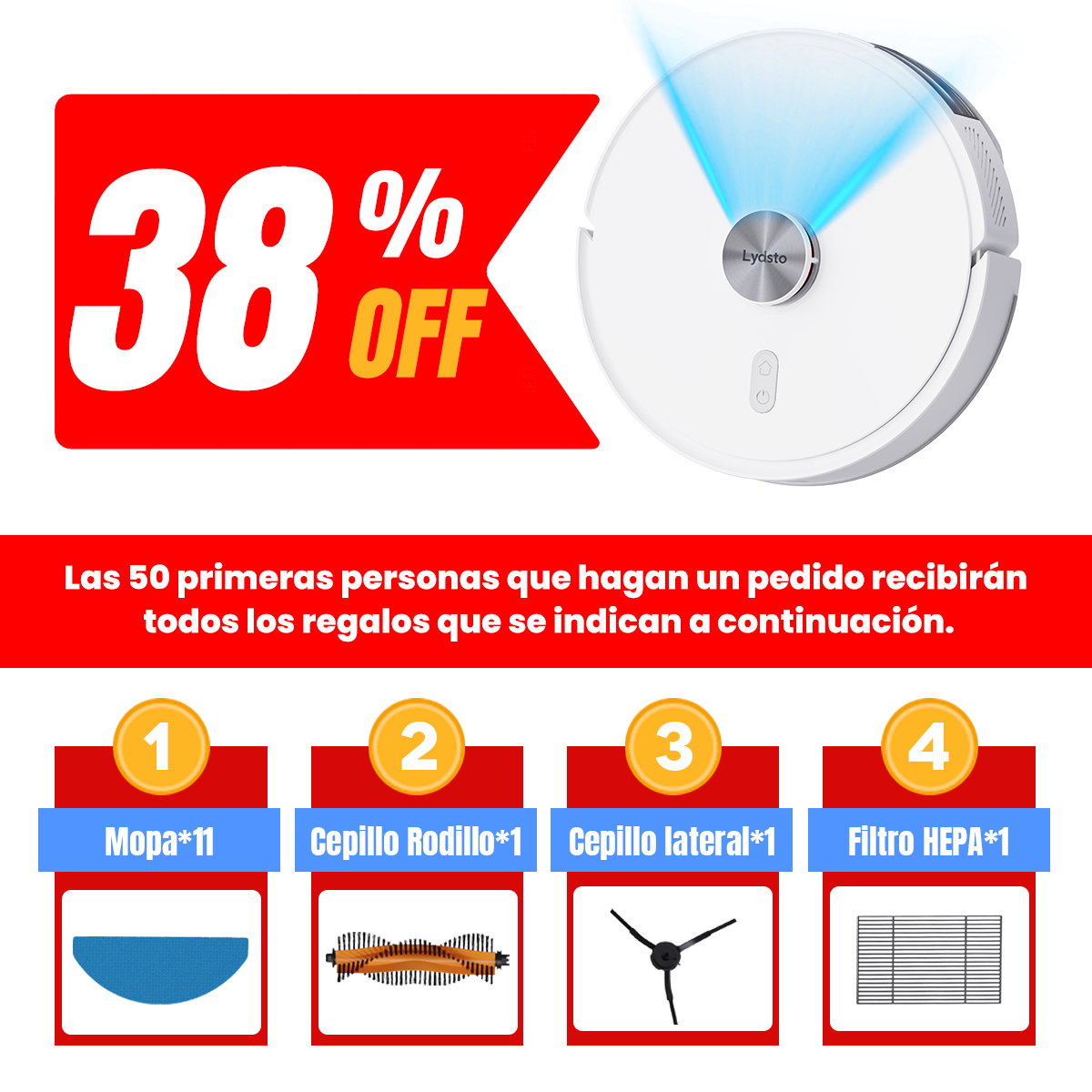 Aspirador y Trapeadora Robot Inteligente Xiaomi Lydsto R1D Edge color Blanco