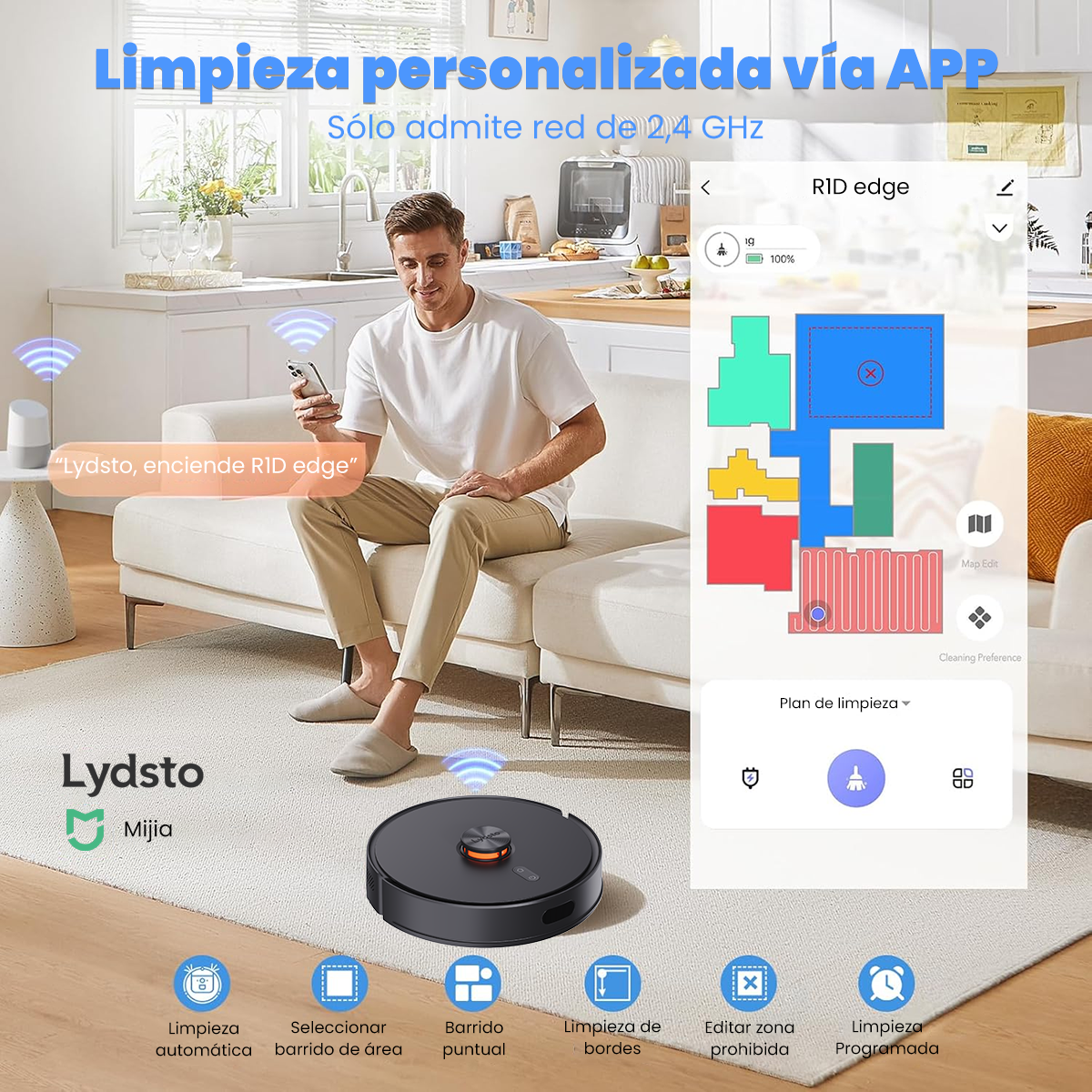 Aspirador y Trapeadora Robot Inteligente Xiaomi Lydsto R1D Edge color Blanco