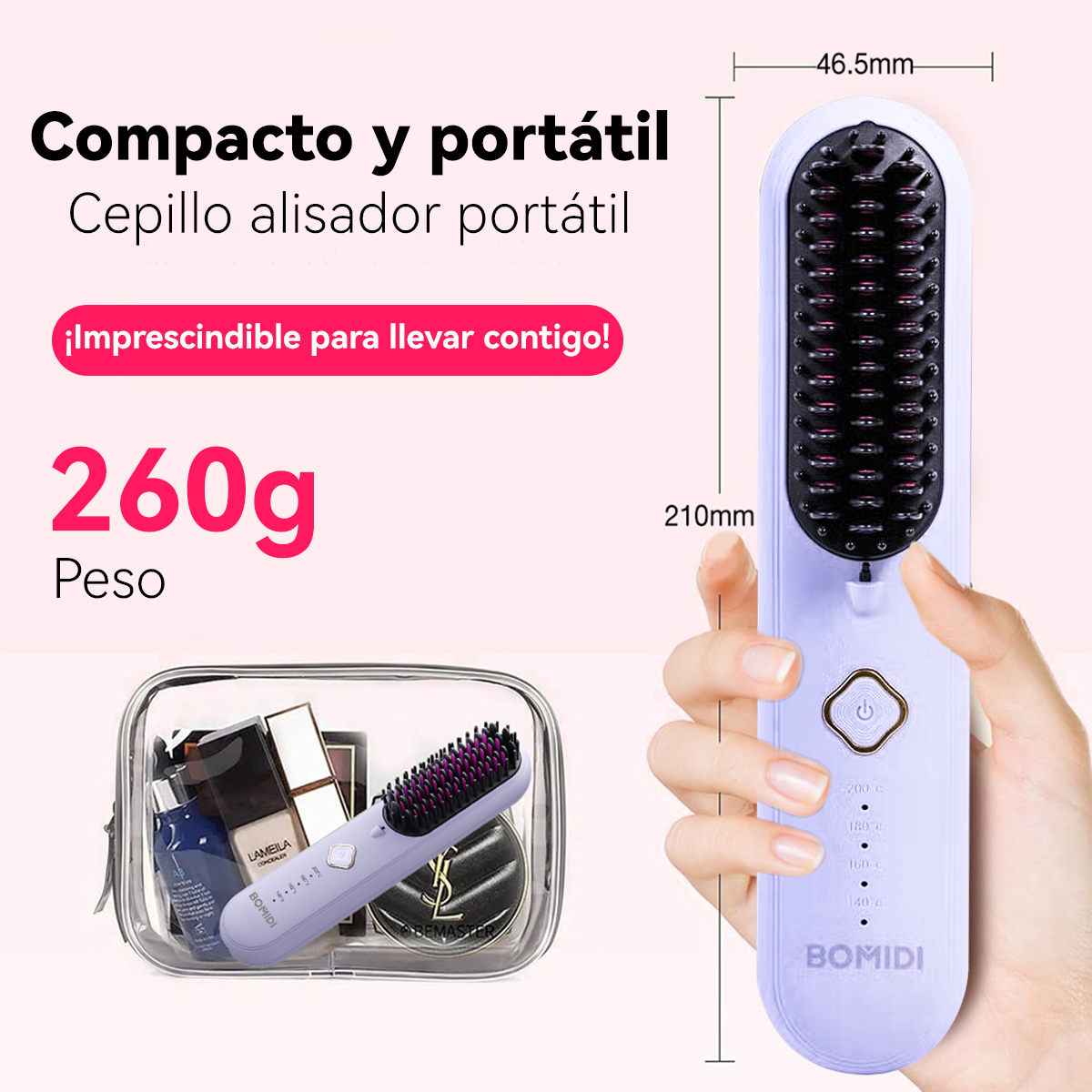 Cepillo Alisador Eléctrico Cabello Plancha Caliente Pelo Blanca Bomidi