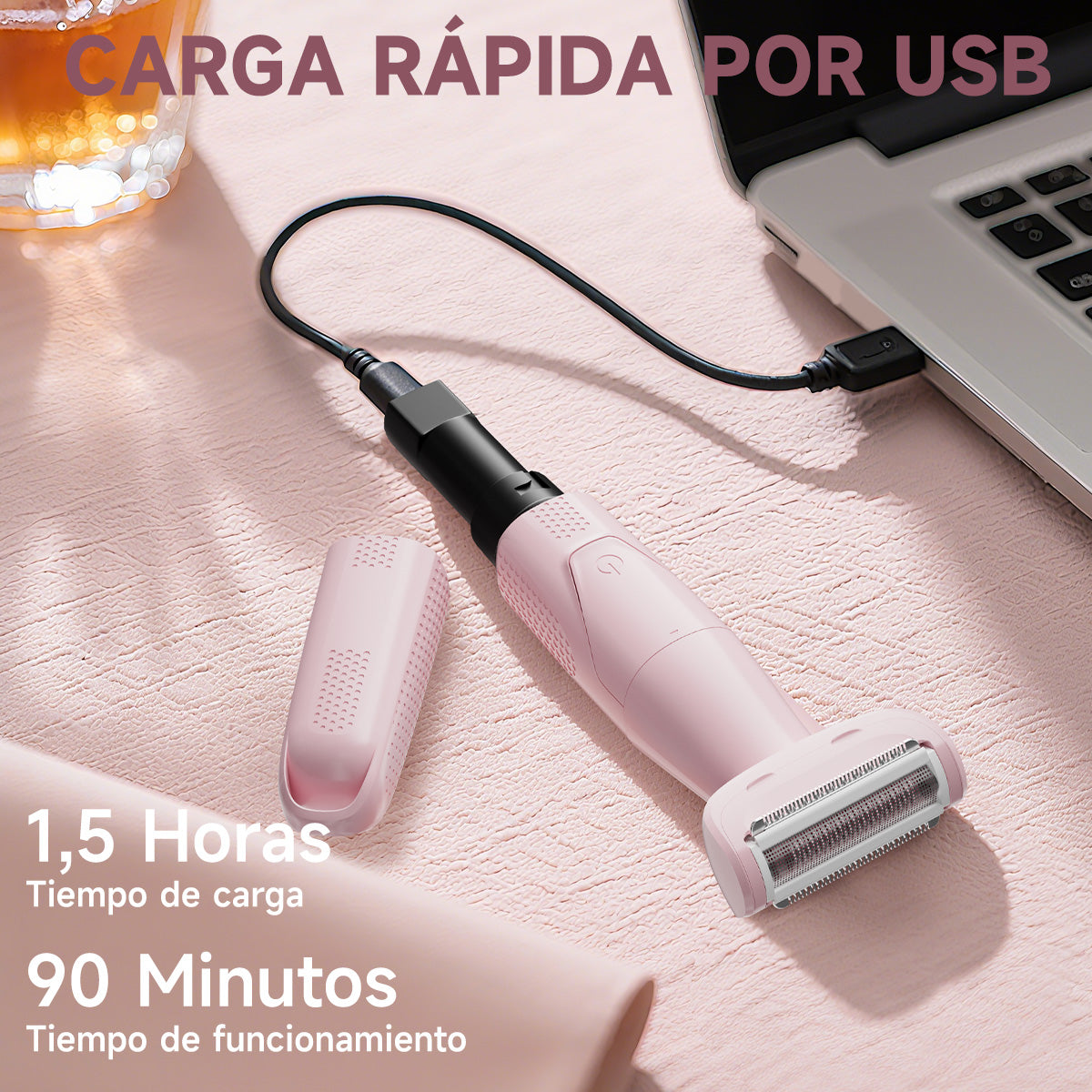 Depiladora Eléctrica 3 en 1 Rasuradora Recargable Portátil, Húmeda O Seca, Para Mujeres Íntima Axilas Facial Bikini y Todo el Cuerpo Enchen