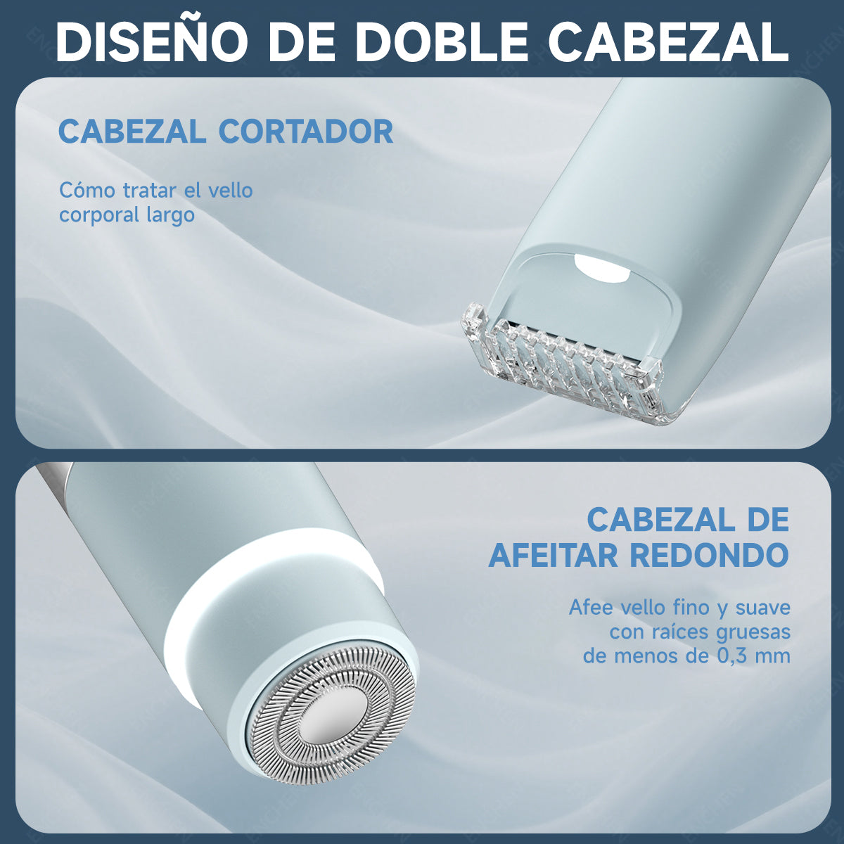 Depiladora Eléctrica 2 En 1, Afeitadora Portátil De 8000 Rpm, Carga Rápida, Para Hombres Y Mujeres, Uso Corporal Completo Azul claro Enchen