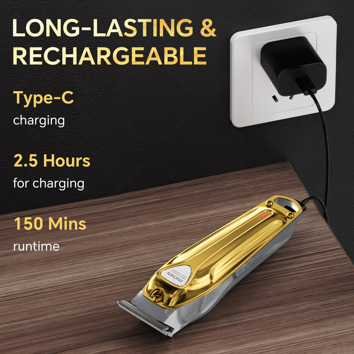 Maquina Para Cortar Cabello Maquinas De Cortar Pelo Inalámbrica Maquinas De Cortar Pelo Material Metálico Uso Doméstico Recargable Dorado Enchen