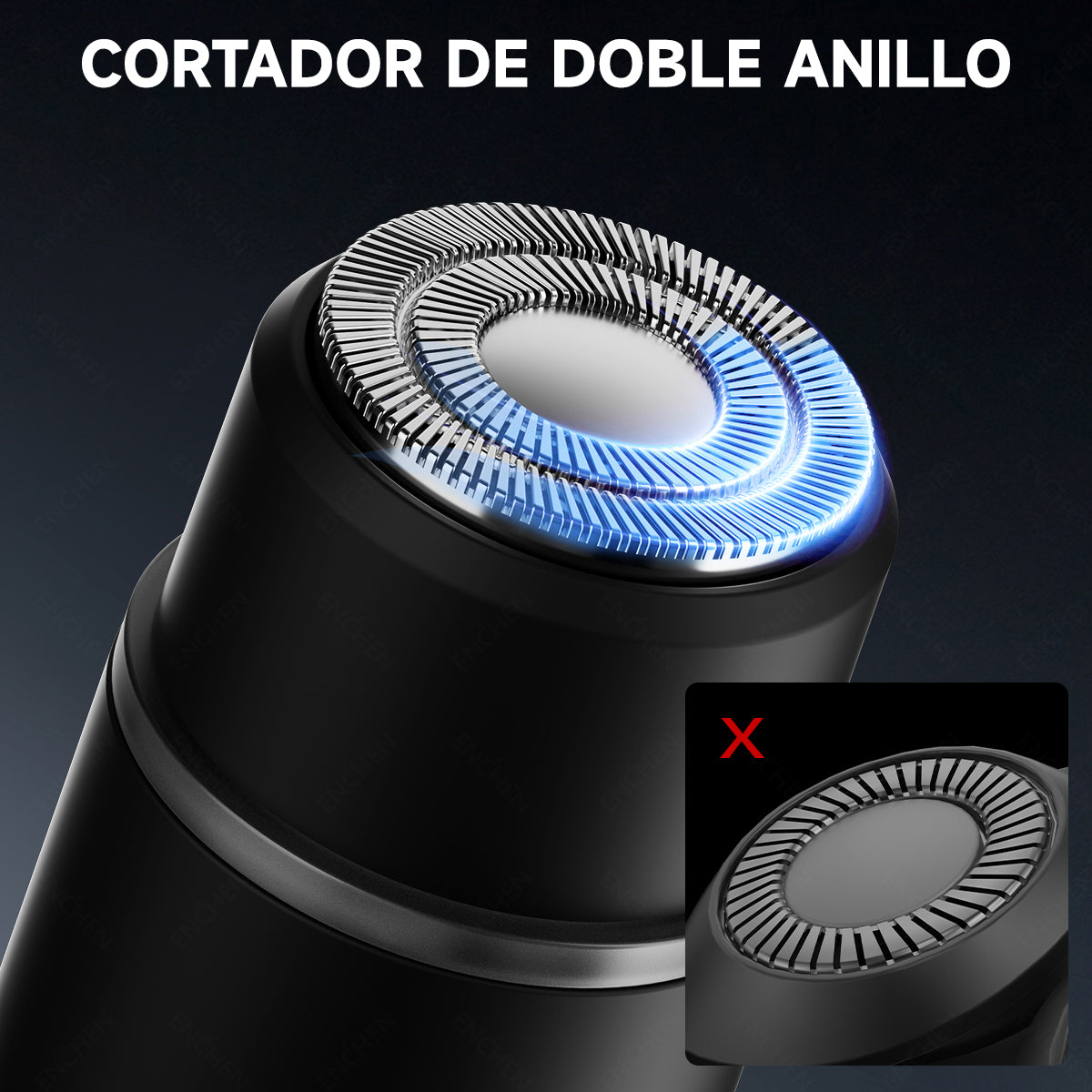 Depiladora Eléctrica 2 En 1, Afeitadora Portátil De 8000 Rpm, Carga Rápida, Para hombres y mujeres, Uso corporal completo Negro Enchen