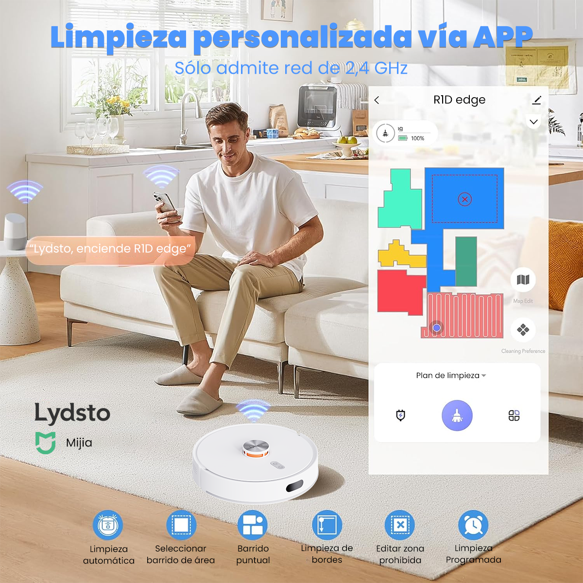 Aspirador y Trapeadora Robot Inteligente Xiaomi Lydsto R1D Edge color Blanco