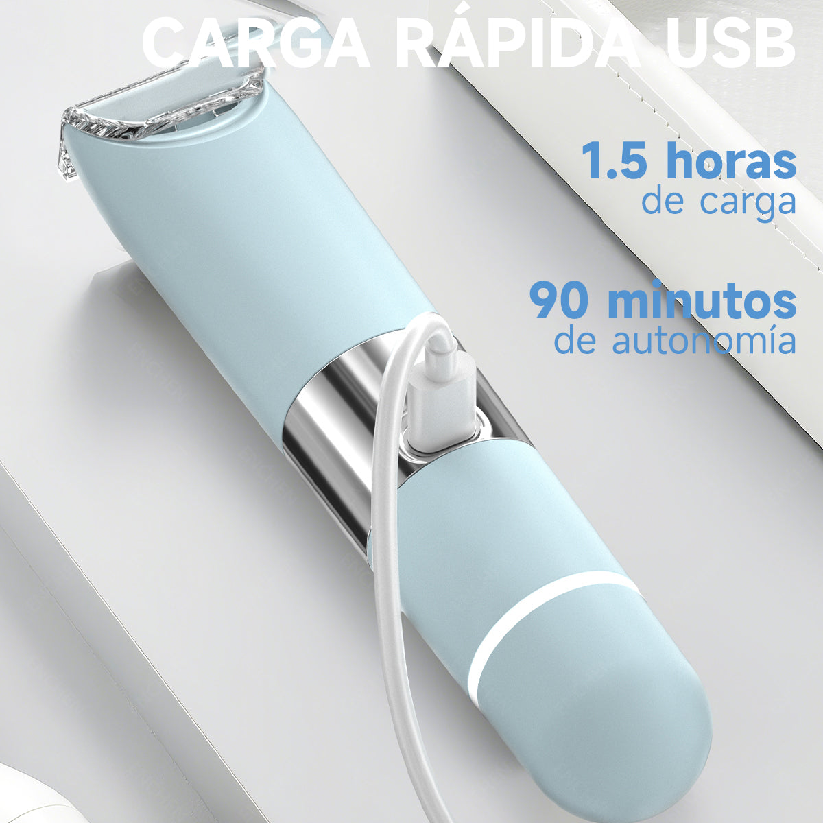 Depiladora Eléctrica 2 En 1, Afeitadora Portátil De 8000 Rpm, Carga Rápida, Para Hombres Y Mujeres, Uso Corporal Completo Azul claro Enchen