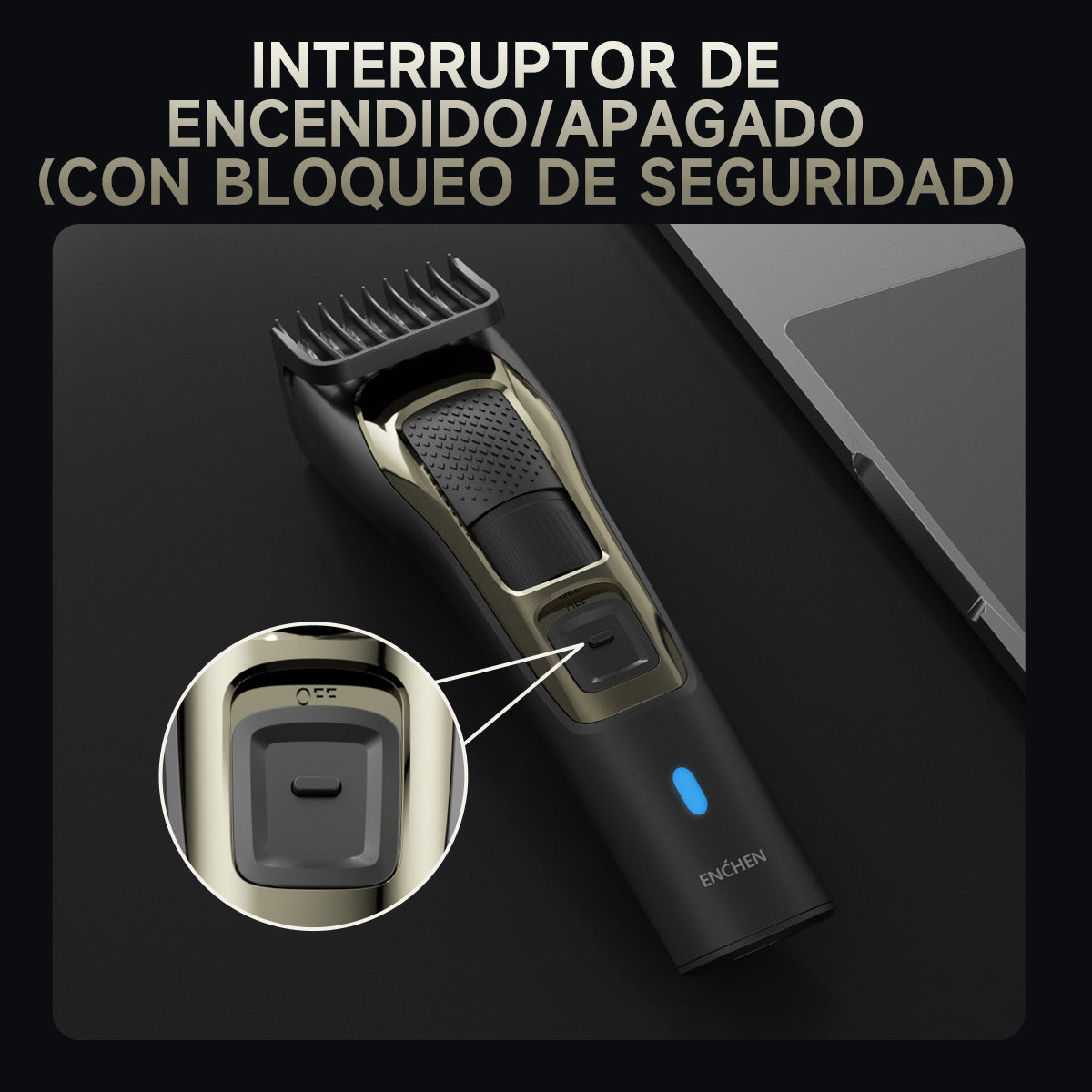 Máquina Para Cabello Eléctrica Fácil De Limpiar Enchen Negro