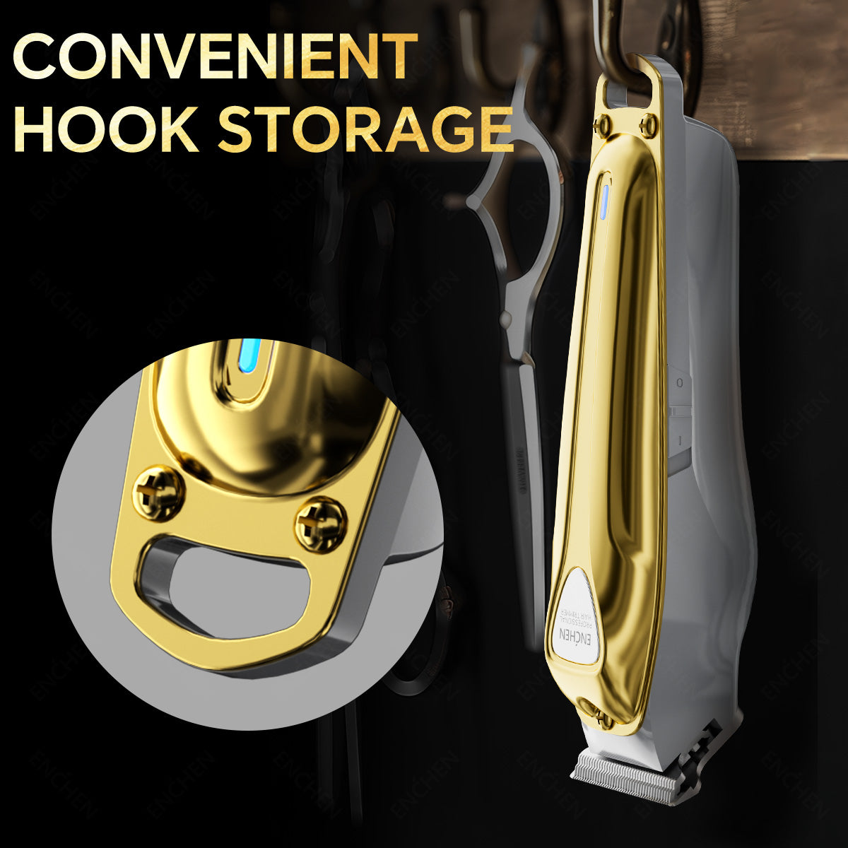 Maquina Para Cortar Cabello Maquinas De Cortar Pelo Inalámbrica Maquinas De Cortar Pelo Material Metálico Uso Doméstico Recargable Dorado Enchen