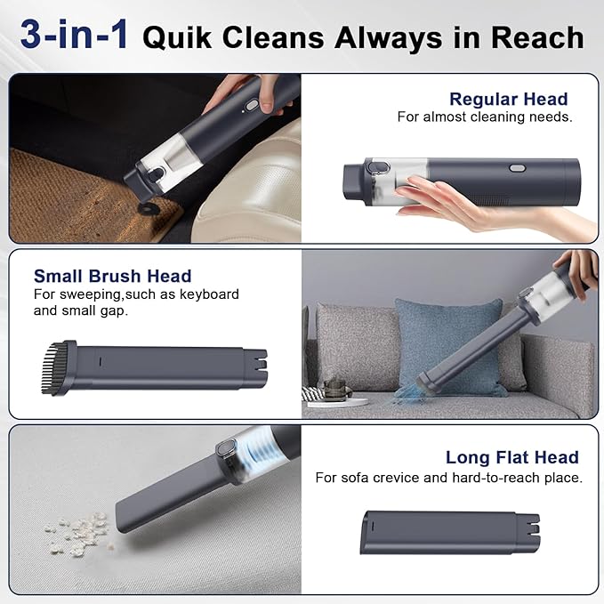 Aspiradora de mano inalámbrica, aspiradora de mano con fuerte succión, aspiradora de mano recargable inalámbrica, mini aspiradora portátil ligera para el pelo de mascotas, limpieza del hogar y del - Orro Home Mexico