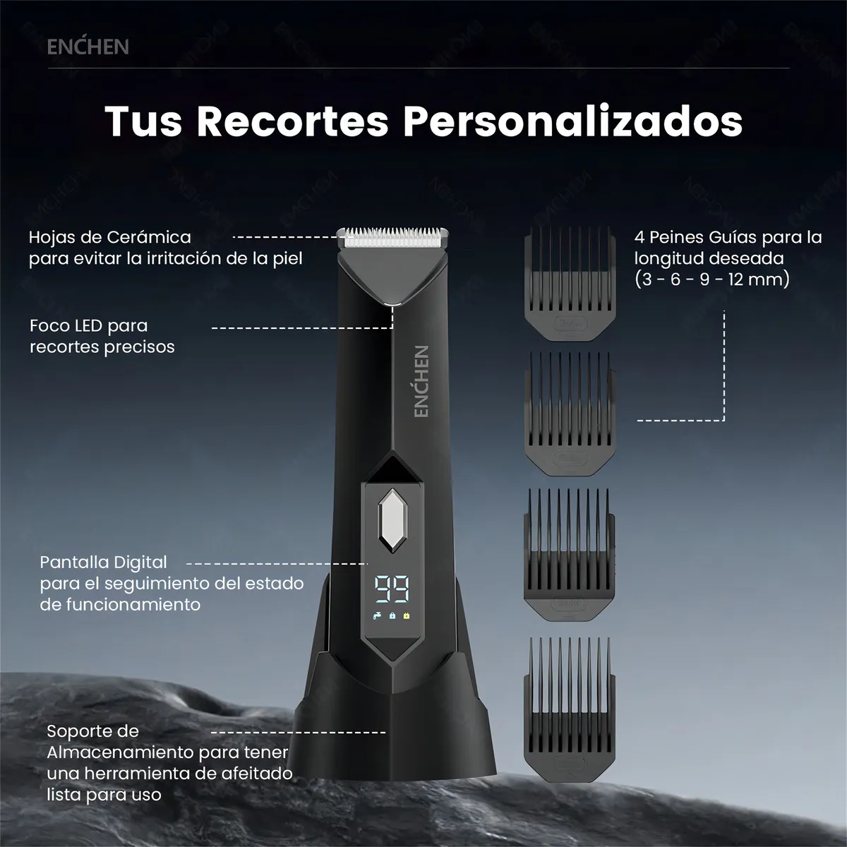 Enchen Spark 2 - Recortador de Vello Corporal con Carga USB