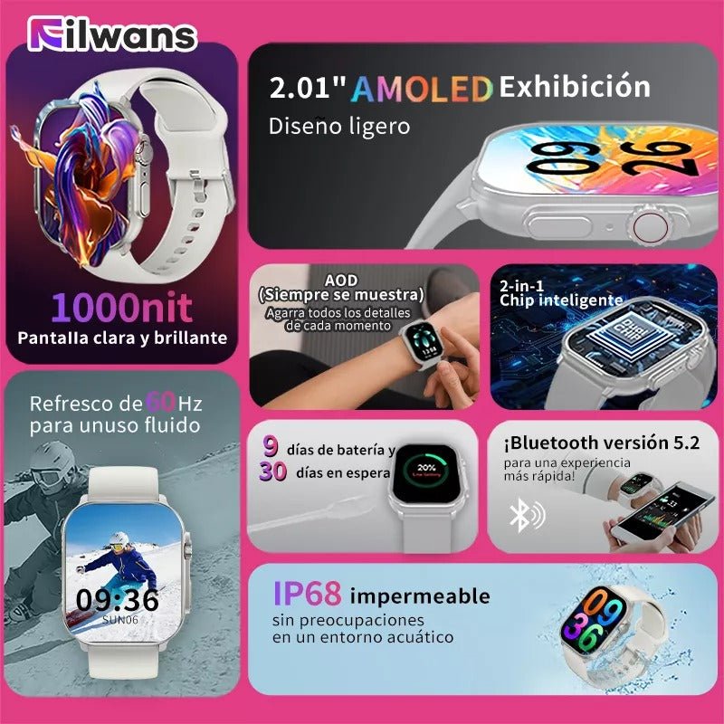 Filwans Gts 2.01 Amoled Pantalla Smartwatch Color Plateado - Orro Home Mexico